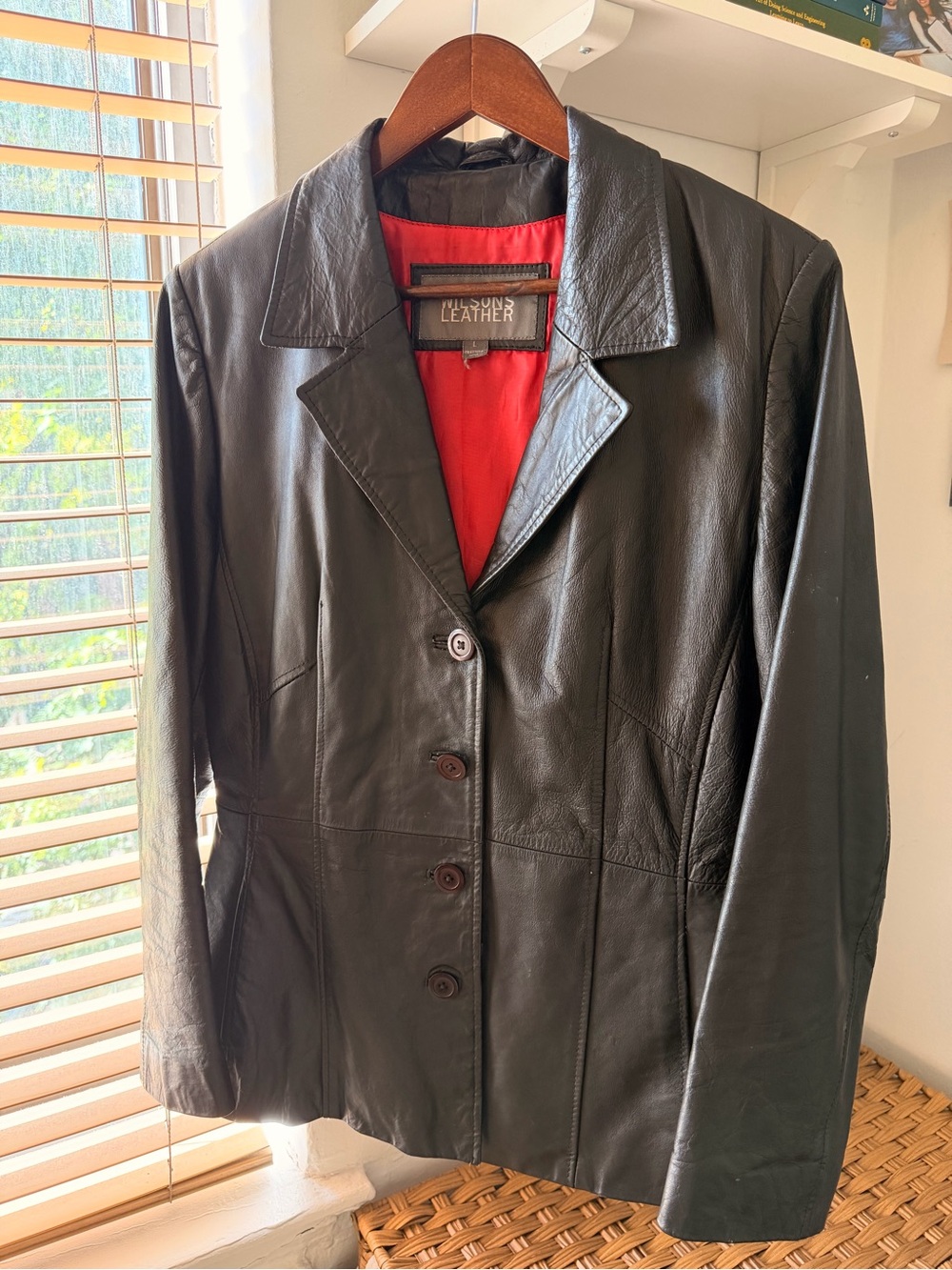 Wilsons Leather Genuine Leather Black Blazer Jacket – Size L